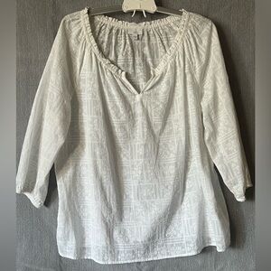 J. Jill White Linen Tunic 3/4 Sleeve~Size:XL~ in white cotton